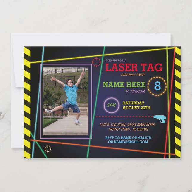 LaserMärkre Fotofödelsedagsnyoninbjudan Inbjudningar (Framsida)