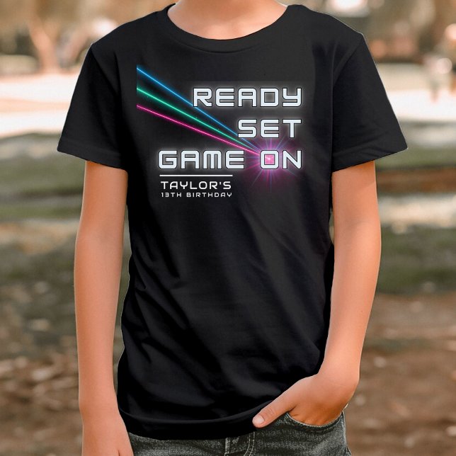 LaserMärkre Neon-Födelsedagsfest T Shirt (Laser Tag Neon Birthday Party T-Shirt
)