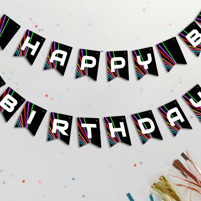 LaserMärkre Neon Light-Födelsedagsfest Vimplar (Laser Tag Neon Light Birthday Party Bunting Flags
)