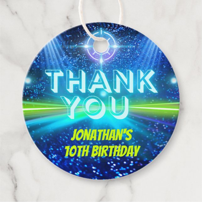 LaserMärkre Spela blå Grönt Neon Glow Tack Gåvor Etiketter (Framsida)