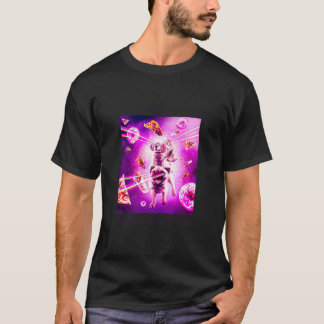 LaserÖgon Space-kattriding Hund Pug Rainbow T Shirt