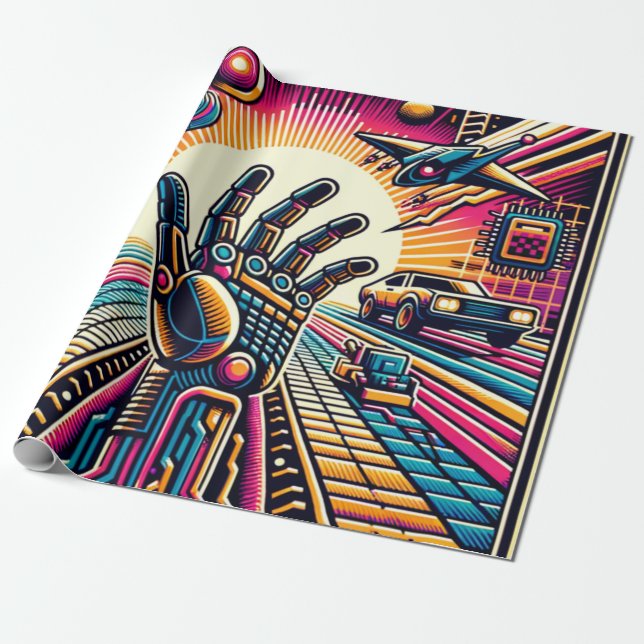 Laserstödraster och sci-Fi-teman Presentpapper (Utrullad)