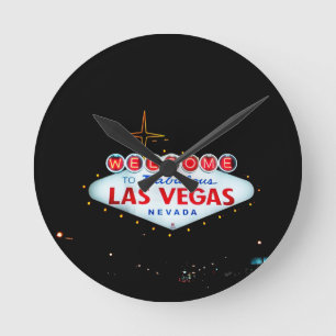 Laset Vegas undertecknar - välkomnande till Rund Klocka