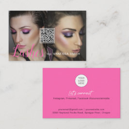 Lash-affärskort med QR-kod och foton Visitkort
