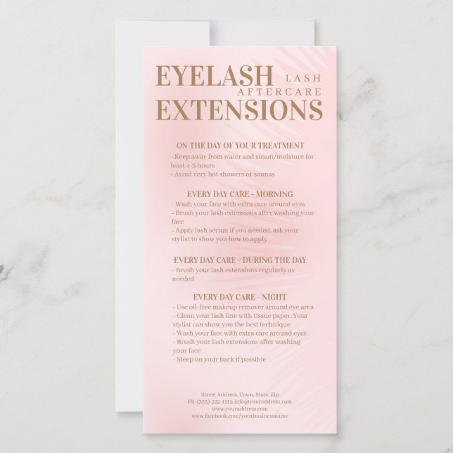 Lash Aftercare Beige Rosa Eyelash Shadow Gradient Tack Kort (Framsida)