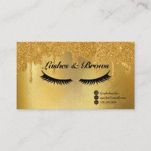 Lash and Brows Elegant Script Guld Makeup Beauty Visitkort