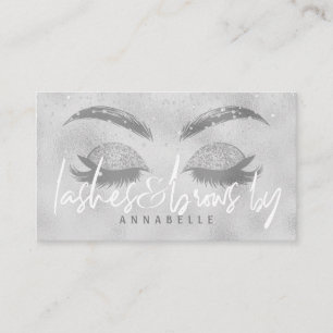 Lash and brows salon ögonfransar vit silver visitkort
