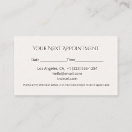 Lash Appointment Card Elegant Design Tidsbeställning Kort
