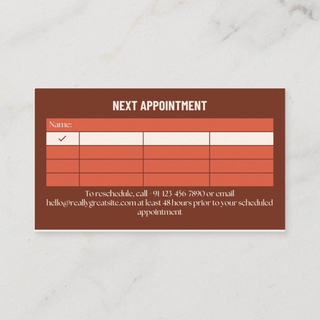 Lash Appointment Reminder Card Editable (Baksida)