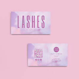 Lash Artist QR Code & Logotyp Lila Holography Visitkort