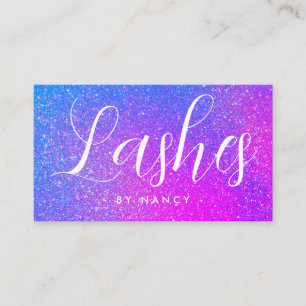 Lash Artist Typography Lila Holography Glitter Visitkort