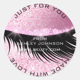 Lash Beauty Diamond Öga Sparkly Rosa Glitter Runt Klistermärke