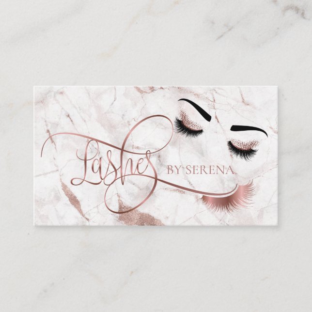 Lash Beauty Makeup Girl Lash Extension Marble Visitkort (Framsida)