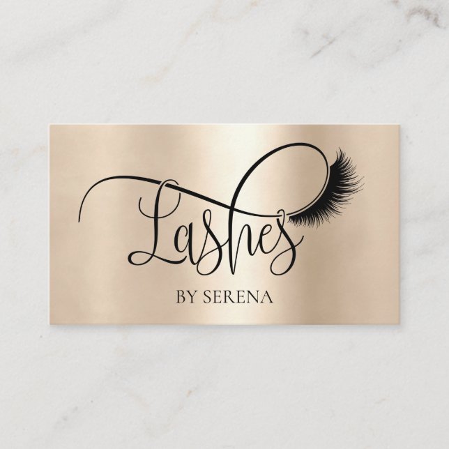 Lash Beauty Makeup Girl Lash Gold foil Visitkort (Framsida)