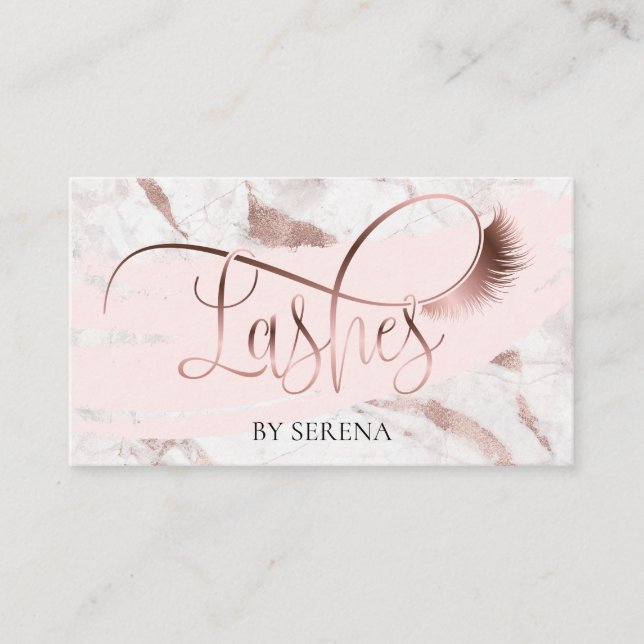 Lash Beauty Makeup Girl Lash Marble Ro Guld Visitkort (Framsida)