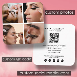 Lash Beauty Salon Makeup Artist 4 Photos QR-kod Fyrkantigt Visitkort