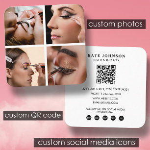 Lash Beauty Salon Makeup Artist 4 Photos QR-kod Fyrkantigt Visitkort