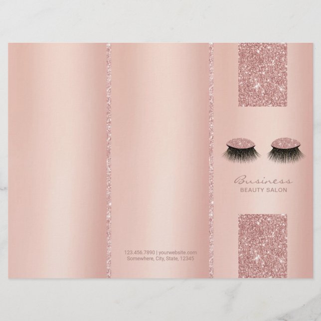 Lash Beauty Salon Ro Guld Tri-Fold Bruchures (Framsida)