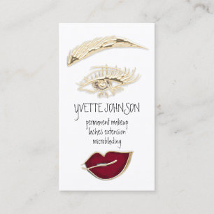 Lash Brow Makeup Artist QRCode Guld Red Läppar Visitkort