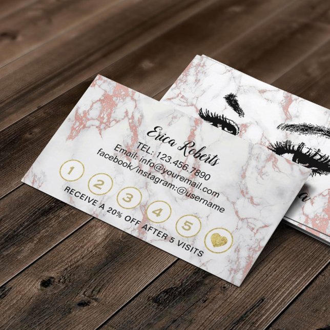 Lash Brow Makeup Artist Ro Guld Marble Loyalty Lojalitetskort (Skapare uppladdad)