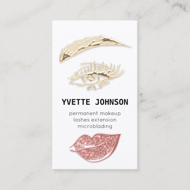 Lash Brow Permanent Makeup-Logotyp QRCode GlitterR Visitkort (Framsida)