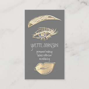 Lash Brow Permanent Makeup-Logotyp QRCode Guld Grå Visitkort