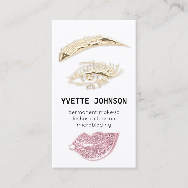 Lash Brow Permanent Makeup-Logotyp QRCode Rosa Visitkort (Framsida)