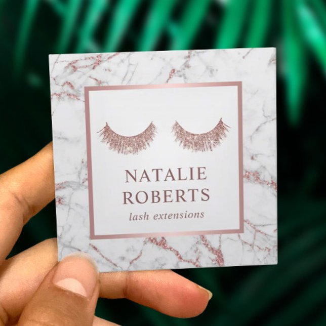 Lash & Brows Beauty Salon Ro Guld Marble Fyrkantigt Visitkort (Skapare uppladdad)