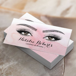 Lash & Brows Beauty Salon  Rosa Watercolor Visitkort