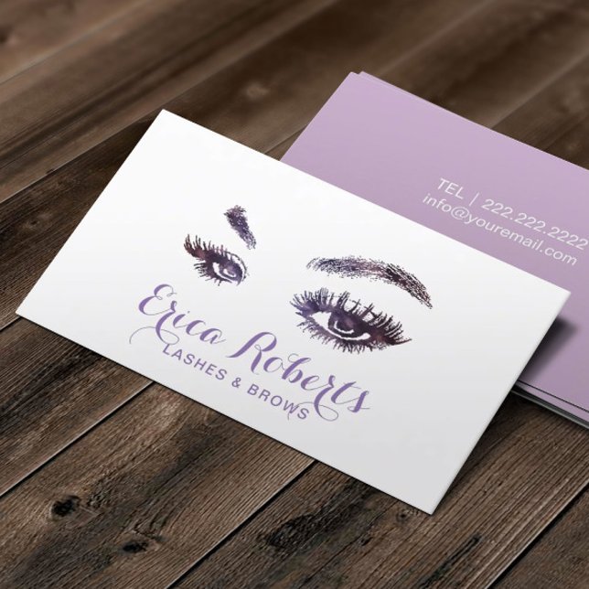 Lash & Brows Elegant Lila Makeup Artist Visitkort (Skapare uppladdad)