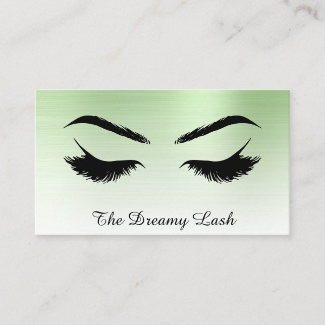 *~* Lash Brows Extensions QR Metall CELERY GRÖNT Visitkort (Framsida)