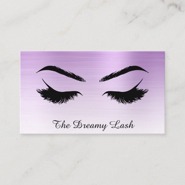 *~* Lash Brows Extensions QR Metall VIOLET Visitkort (Framsida)