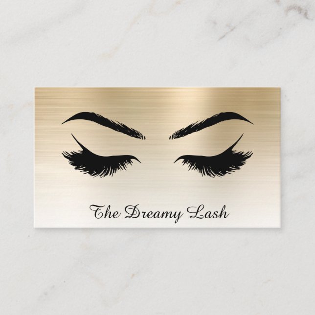 *~* Lash Brows Extensions QR Metallic GULD Visitkort (Framsida)