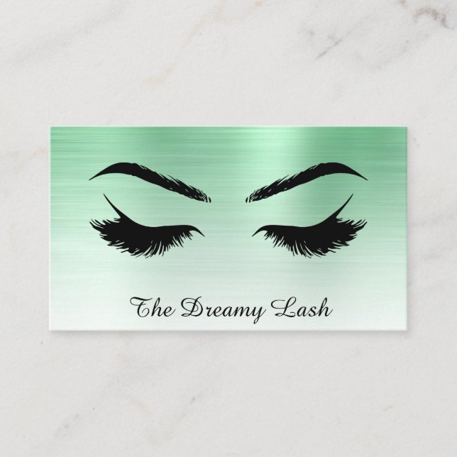 *~* Lash Brows Extensions QR Metallic Mint Visitkort (Framsida)