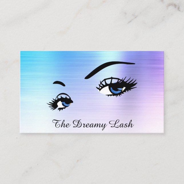 *~* Lash Brows Extensions QR Ombre Blue Glitter Visitkort (Framsida)
