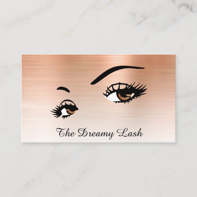 *~* Lash Brows Extensions QR Ro Guld Glitter Visitkort (Framsida)