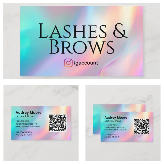 Lash Brows Logo QR-kod Visitkort (Lash Brows Logo QR Code Business Card
)