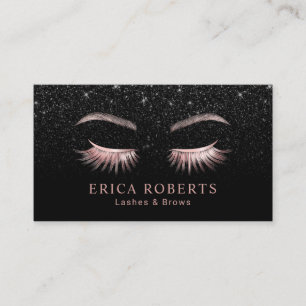 Lash & Brows Makeup Artist Black Glitter Salon Visitkort