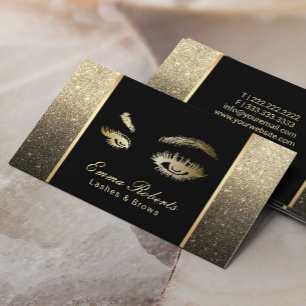 Lash Brows Makeup Artist Black & Guld Ombre Visitkort