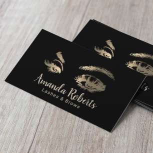 Lash & Brows Makeup Artist Black & Guld Visitkort