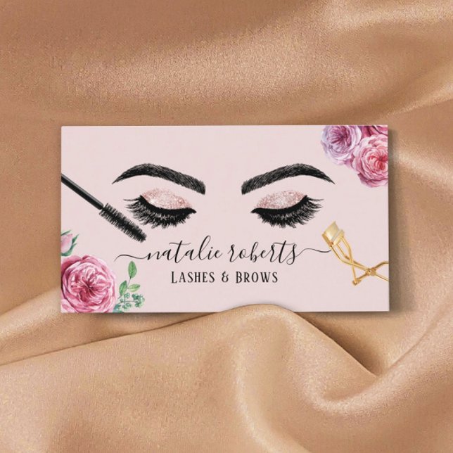 Lash Brows Makeup Artist  Blommigt Eyelash Visitkort (Skapare uppladdad)