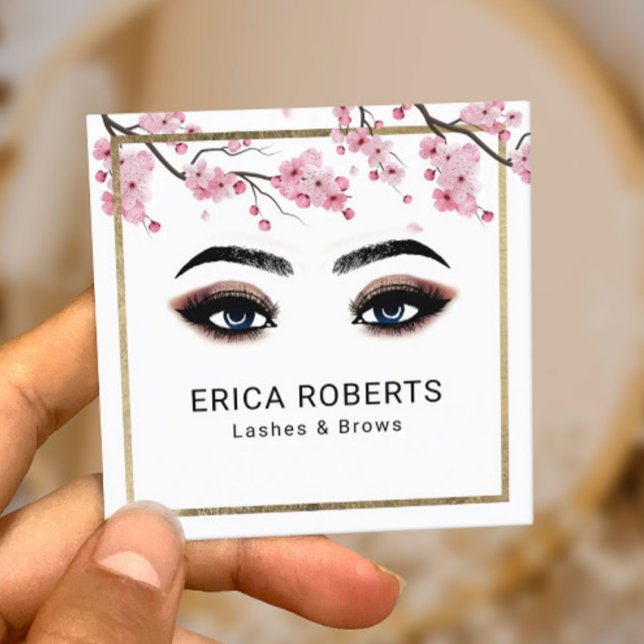 Lash Brows Makeup Artist Cherry Blommar Salon Fyrkantigt Visitkort (Skapare uppladdad)