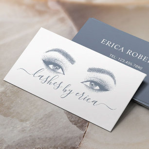 Lash & Brows Makeup Artist Dusty Blue Typography Visitkort