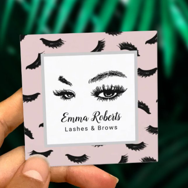 Lash & Brows Makeup Artist Eyelash  Rosa Fyrkantigt Visitkort (Skapare uppladdad)