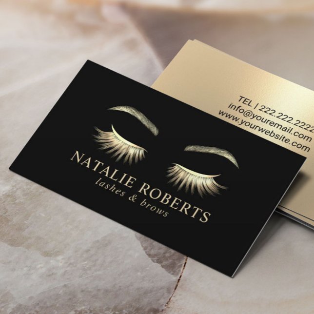 Lash Brows Makeup Artist Glam Guld Beauty Salon Visitkort (Skapare uppladdad)