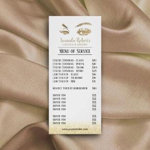 Lash Brows Makeup Artist Guld Salon Pris lista Reklamkort