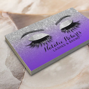 Lash Brows Makeup Artist Lila & Silver Glitter Visitkort