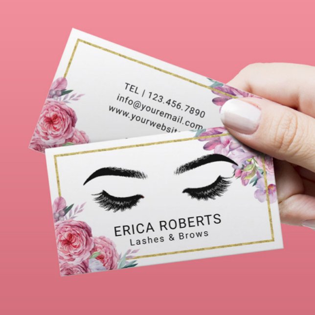 Lash & Brows Makeup Artist Modern Blommigt Salon Visitkort (Skapare uppladdad)