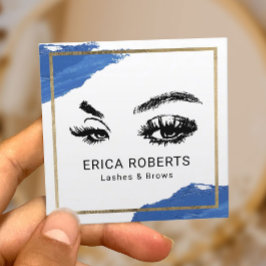 Lash Brows Makeup Artist Navy Push Stroke Salon Fyrkantigt Visitkort