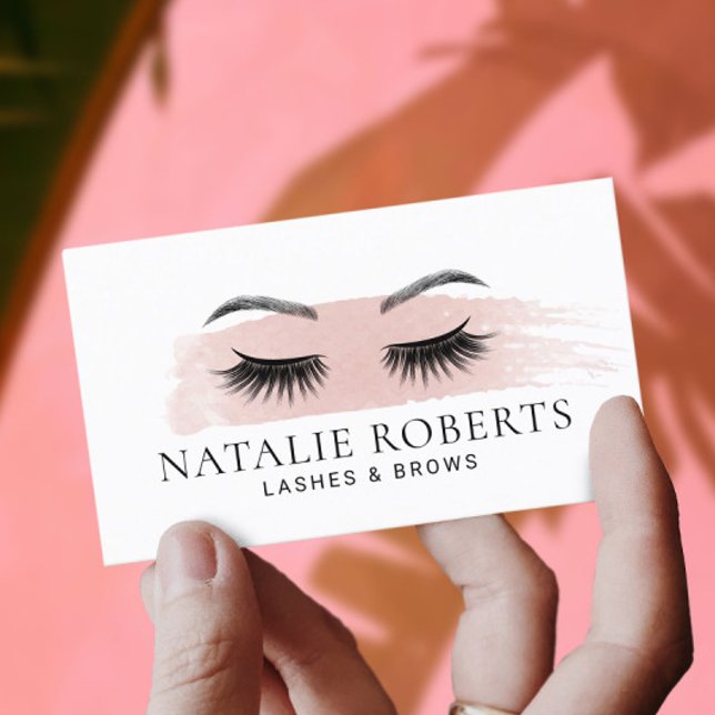 Lash Brows Makeup Artist  Rosa Brushstroke Visitkort (Skapare uppladdad)